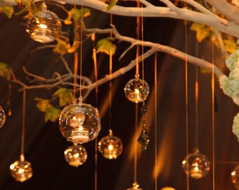 Pack of 50 x 3" Orb Terrariums Hanging Candle Holders,Teardrop Shaped Terrariums,Tea Light Holders for Wedding Centerpieces