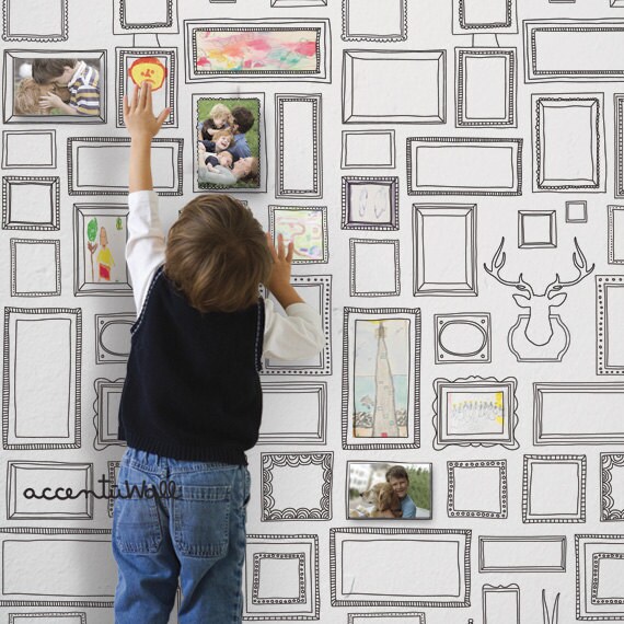 Frames Peel & Stick Fabric Wallpaper Repositionable Frames Peel & Stick Fabric Wallpaper Repositionable