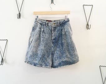 80's High Waist Acid Wash Shorts