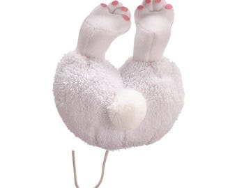WHITE BUNNY Butt Cottontail Floral Supply with Wire Pick -- Bunny Crashing , Wreaths, Arrangements