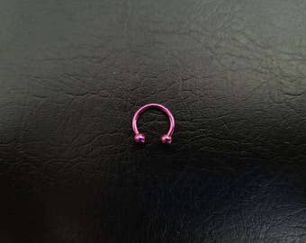 Purple Small Septum Horseshoe Ring 16g 5/16" Daith Snug Orbital Helix Tragus Lip Ring Eyebrow Nipple Navel 316lvm Steel