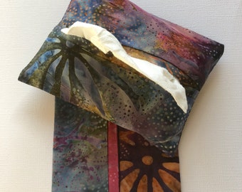 Fabric Purse Tissue Holders- Multi-color Batik Fabric- Pocket Tissue Holders- Tissue Case- Handmade Gift- Travel Tissue Holder