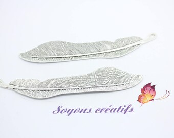 Label Page motif silver feather 11cm