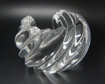 Clear Acrylic Cuff Bracelet Ribbed Chunky Oversize Runway Small teamvintageusa ecochic team