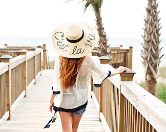 Personalized straw hat- Sun hat-Beach Hat- Boho Hat-Bachelorette Party Hat-Vacation wear-Gift-For-Women-Vacation hat-Custom Gift- Fun