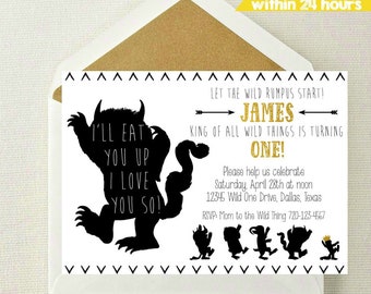 Where the Wild Things Are Invitation / Wild Things Invite / Wild Rumpus Birthday / Wild Things Invitation / I'll Eat You Up I Love You So