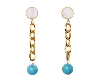 Turquoise Shoulder Duster Earrings