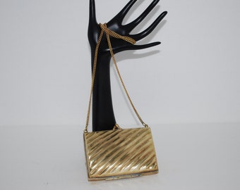 Vintage Purse Brass Metal Clutch Purse with Chain