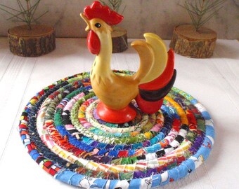 Bohemian Coiled Multicolored Table Mat, Trivet or Hot Pad - Handmade by Me