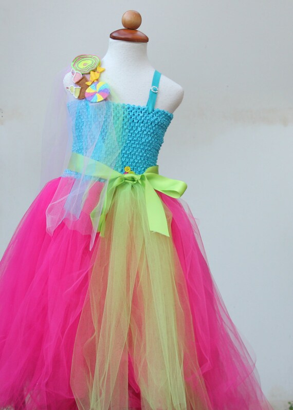 Turquoise Fuchsia dress Candyland Dress Candy theme dress