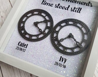 Gift for new mum, New baby gift, family tree alternative, in these moments time stood still frame, baby birth frame, birth announcement gift