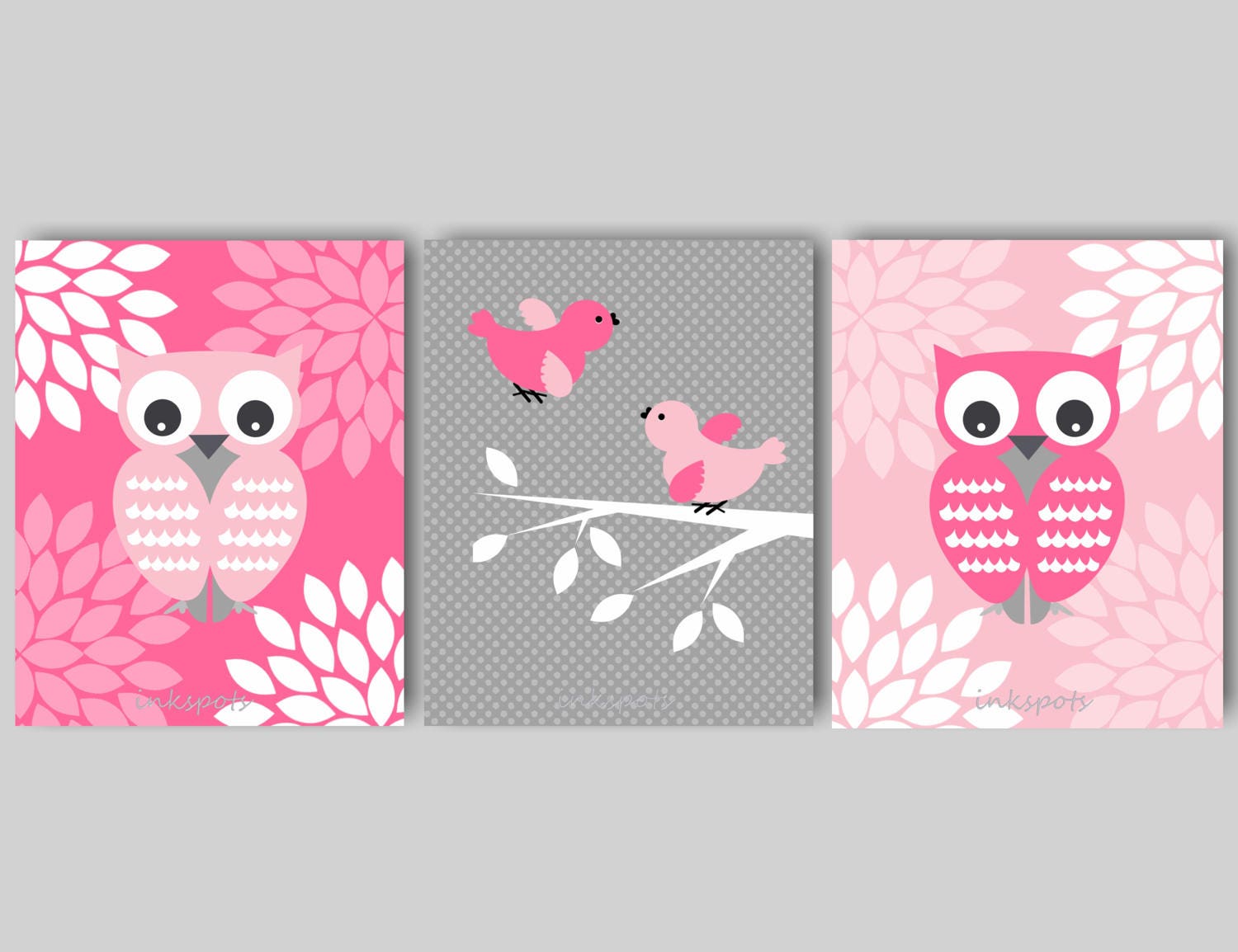 Baby Girl Nursery Art Owl Wall Art Owl Nursery Woodland