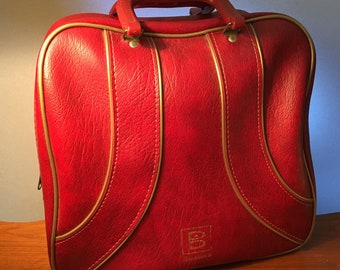 Vintage Brunswick bright burgundy bowling bag i