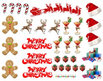 Christmas Scene Various Designs Edible Stand Up Wafer Cupcake Toppers