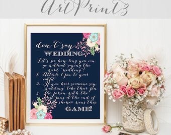 Rustic Bridal Shower Don't Say Wedding Game, Bridal Clothes Pin Game, Navy Don't Say Bride Game, Fun Bridal Shower Game, Clothespin Game
