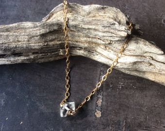 Gold Herkimer Diamond Necklace