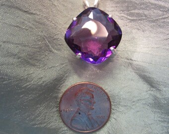 Big Beautiful Cushion Cut Brazilian Amethyst Pendant