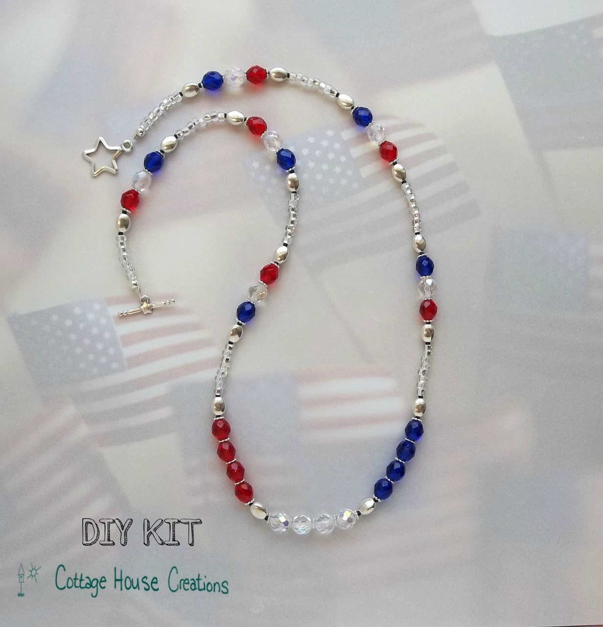 American Colors Patriotic RED WHITE and BLUE Necklace Making