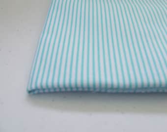 Aqua and White pinstripe cotton fabric..Precious Beginnings....Marcus Fabrics