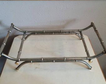 On Sale Collectible Home Decor Bamboo Style Metal Stand or Casserole Trivet Vintage Kitchen Metal Centerpiece