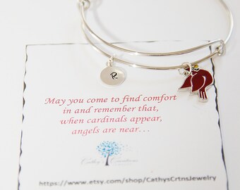 Sympathy Gift, Cardinal Bracelet, Personalized Jewelry, Memorial Gift, Memorial Jewelry, In Memory of, Remembrance Gift