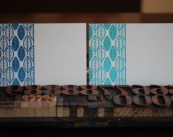 Mid-Century Leaf Pattern Blank Note Card