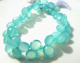 Turquoise Blue Chalcedony Heart Briolette Beads 5