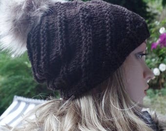 Cashmere Merino cap in black with/without Fellbommel