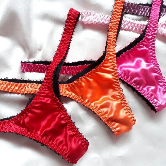 Half Back Satin Panties Brights Handmade By Biscuit 8473