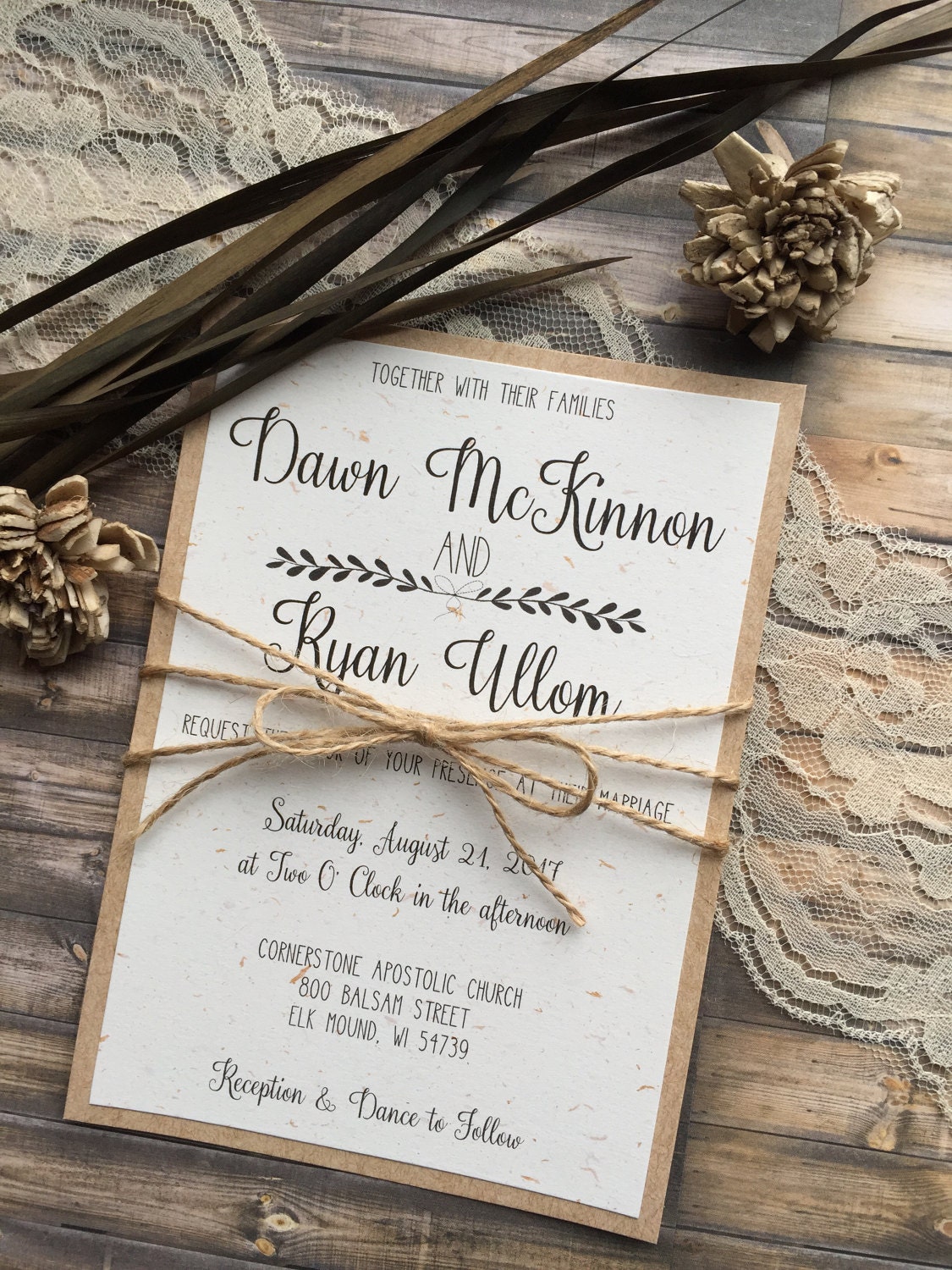 Rustic Wedding Invitation Vintage Wedding Invitation Elegant