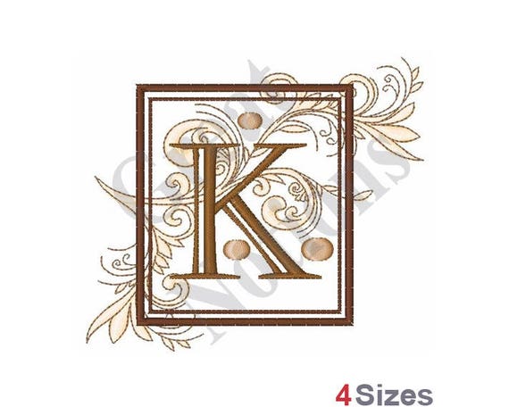 Monogram K Machine Embroidery Design