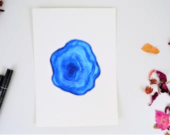Blue Geode Watercolor Art Print
