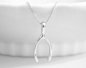 Wishbone Necklace, Sterling Silver Wishbone Necklace, Sterling Silver Necklace, Personalized Gift, Lucky Charm Necklace, Gift for Her