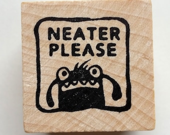 Neater Please - Monster rubber stamp for teachers