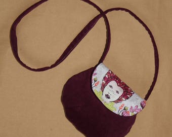My first mini handbag - fuchsia velvet and face