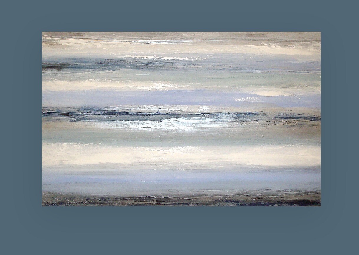 Large Painting Abstract Blue and Gray Original Abstract