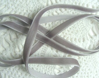 3/8" Velvet Ribbon - Gray - 5 yards