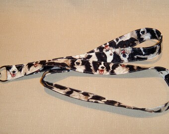 Border Collie - handmade fabric lanyard
