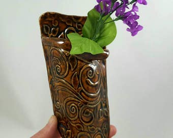 Wall pocket vase, wall pocket, ceramic hanging wall vase, clay wall vase, wall flower vase, pottery anniversary