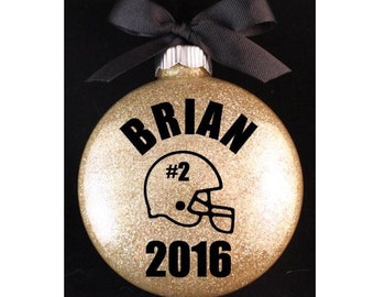 Football Christmas Ornament, Football Helmet with Jersey Number Christmas Ornament, Football Player Christmas Ornament with Year