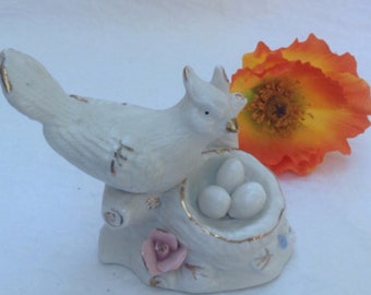 Porcelain Bird With Nest Full Of Eggs