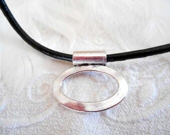 x 1 oval charm pendant silver metal 24 mm.