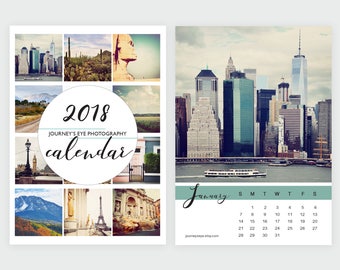 calendrier 2018, calendrier de bureau, photo calendrier, 5 x 7, 4 x 6 calendrier, voyage, photo, oeil de voyages, mini calendrier, décor de bureau