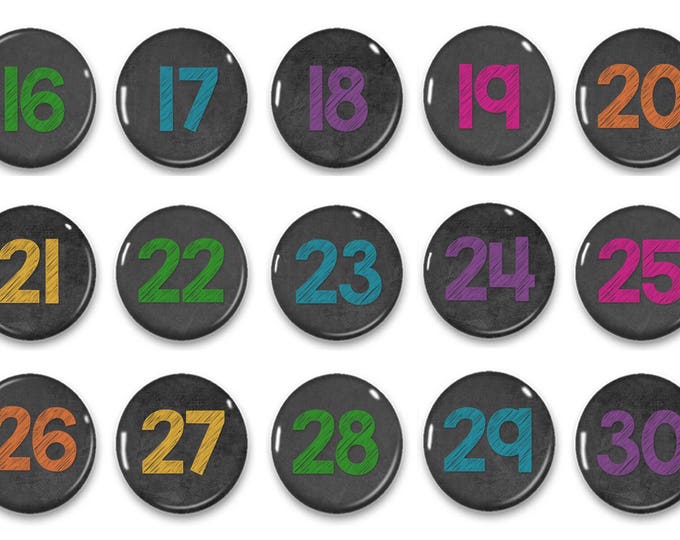 Christmas sale Colored Chalkboard Calendar Number Magnets - Counting Practice - Early Math - Educational - Preschool Learning - Classroom -