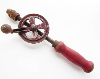 Vintage Hand Drill, Woodworking Tool, Rustic Home Decor, Hand Tool #B28
