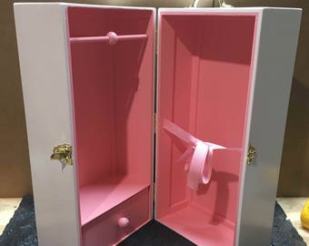 1-Drawer 2-Color Handmade Wood Trunk for Dolls Up To 20"