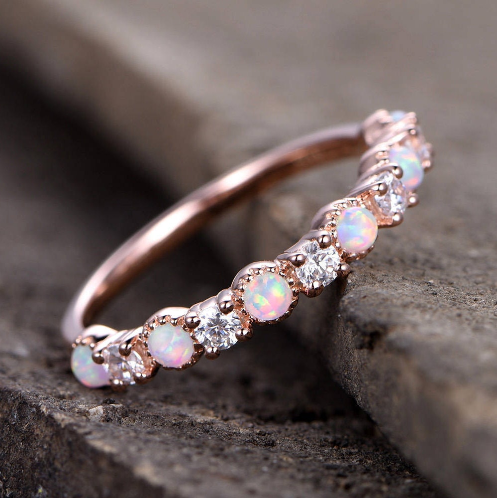 Opal Wedding Ring/Opal ring/Opal Wedding Band/Rose Gold