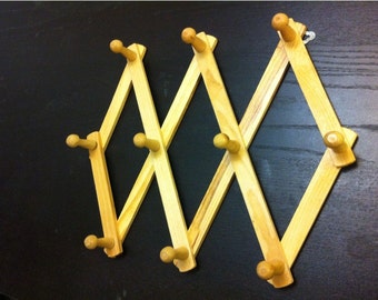 Hat Rack - Accordion Peg Coat Rack - Wooden Peg Rack Hanger