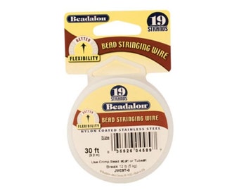 Beadalon 19 Strand Bead Stringing Wire, Bright, .010 Inch, 30 Feet | BDC-314.10