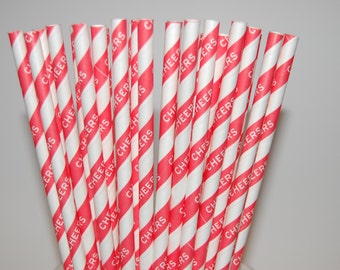 Red Cheers Paper Straws - 25/Pack